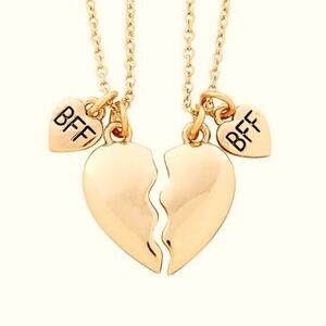 BFF Heart Charm Gold Plated Chain Necklace NWT